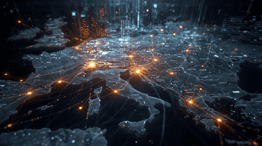 „Ilustracija koncepta AI suvereniteta: veštačka inteligencija kao državni resurs, sa simbolima infrastrukture, mreža i digitalne nezavisnosti.“