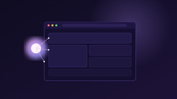Ilustracija: AI generiše elemente sajta u browser prozoru, simbolizuje pravljenje sajta pomoću veštačke inteligencije